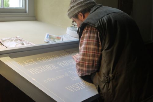 Mike Taylor working in the East Church, Cromarty